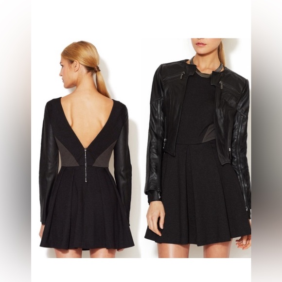 Stella & Jamie Rio leather and lace mini dress size large brand new - Picture 2 of 7